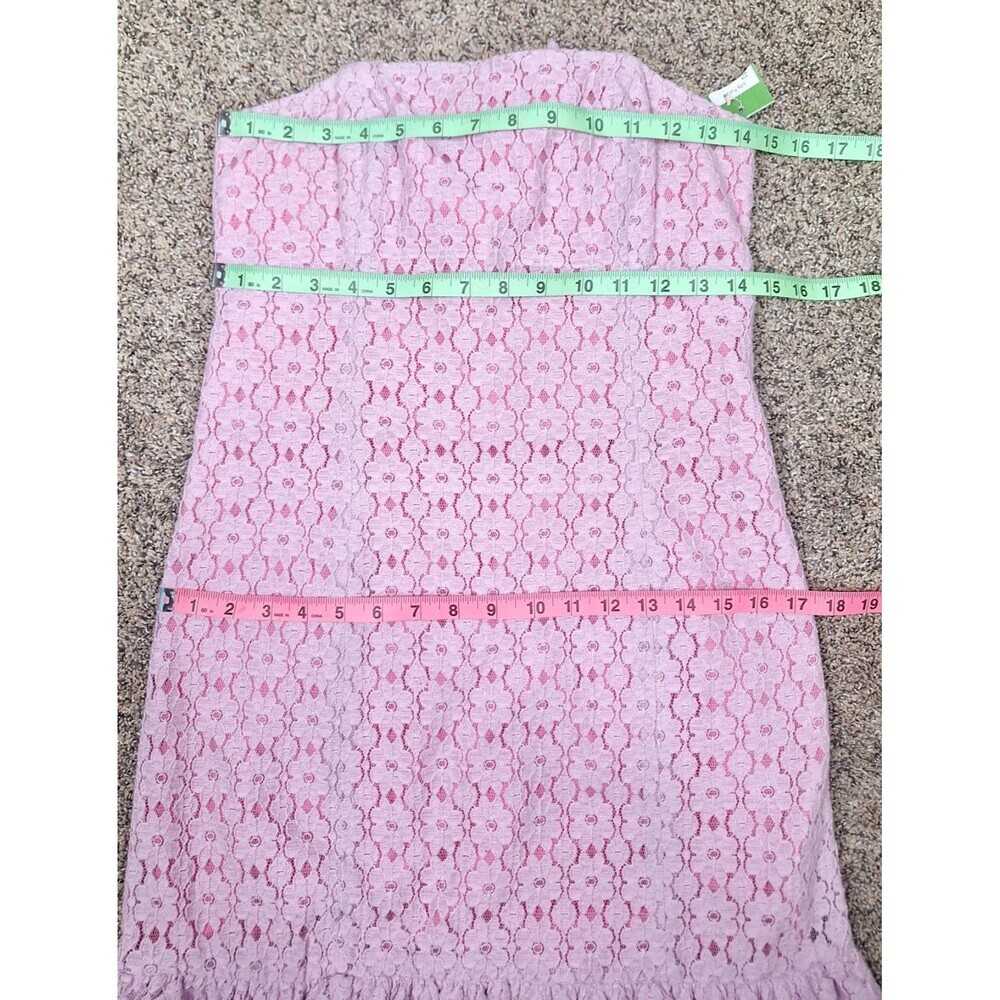Lilly Pulitzer Pink Floral Eyelet Strapless Tiered Ruffle Mini Dress Size 6 - Picture 5 of 10